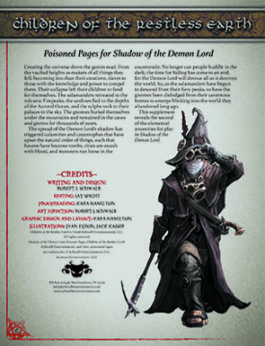 Children of the Restless Earth: Poisoned Pages for Shadow of the Demon Lord
