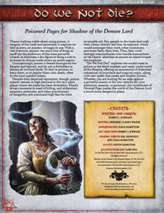 Do We Not Die: Poisoned Pages for Shadow of the Demon Lord RPG