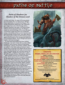 Paths of Battle for Shadow of the Demon Lord RPG