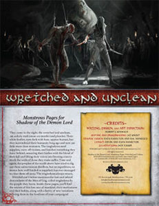 Wretched and Unclean: Monstrous Pages for Shadow of the Demon Lord RPG