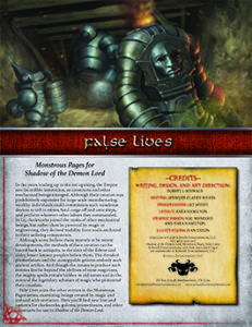 False Lives: Monstrous Pages for Shadow of the Demon Lord