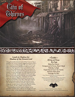 City of Thieves: Lands in Shadow for Shadow of the Demon Lord RPG