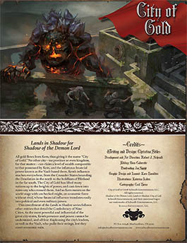 City of Gold: Lands in Shadow for Shadow of the Demon Lord RPG