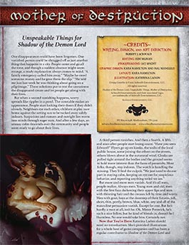 Mother of Destruction | Unspeakable Things for Shadow of the Demon Lord RPG